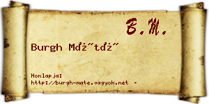 Burgh Máté névjegykártya